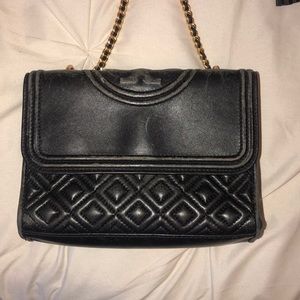Black Tory Burch Fleming Small Convertible Bag